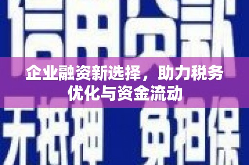 阳春企业融资新选择，助力税务优化与资金流动