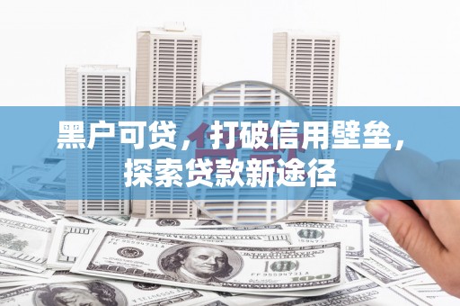 阳春黑户可贷，打破信用壁垒，探索贷款新途径