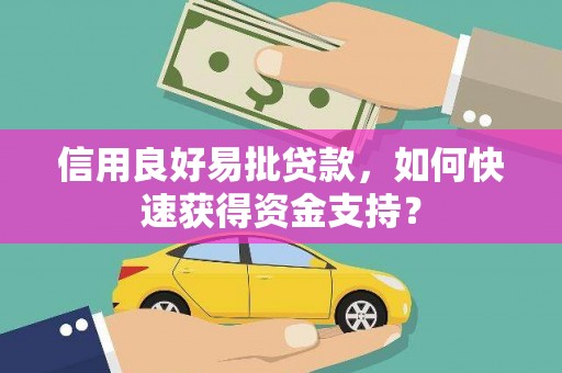 阳春信用良好易批贷款，如何快速获得资金支持？