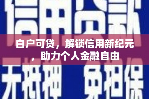 阳春白户可贷，解锁信用新纪元，助力个人金融自由