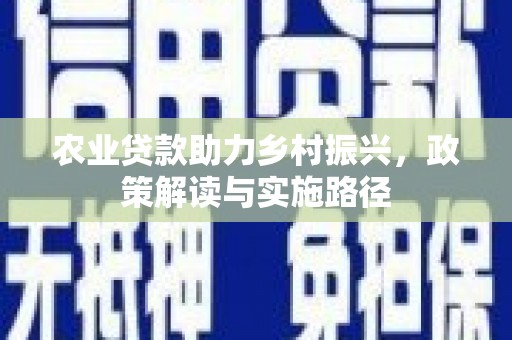 阳春农业贷款助力乡村振兴，政策解读与实施路径