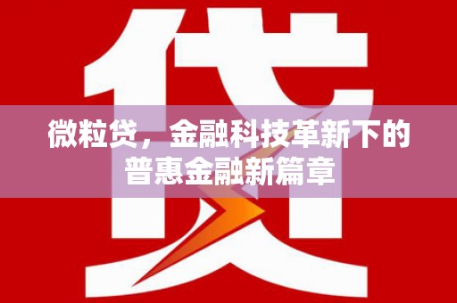 阳春微粒贷，金融科技革新下的普惠金融新篇章