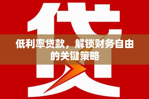 阳春低利率贷款，解锁财务自由的关键策略
