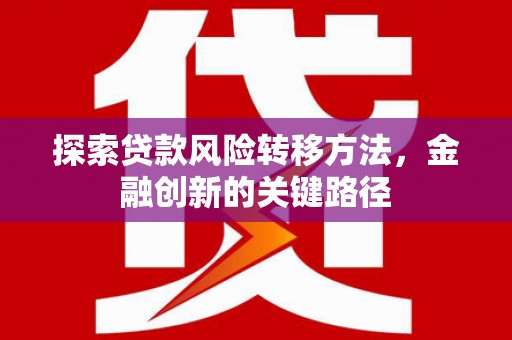阳春探索贷款风险转移方法，金融创新的关键路径
