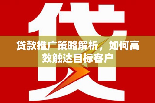 阳春贷款推广策略解析，如何高效触达目标客户