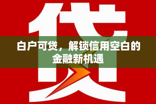 阳春白户可贷，解锁信用空白的金融新机遇