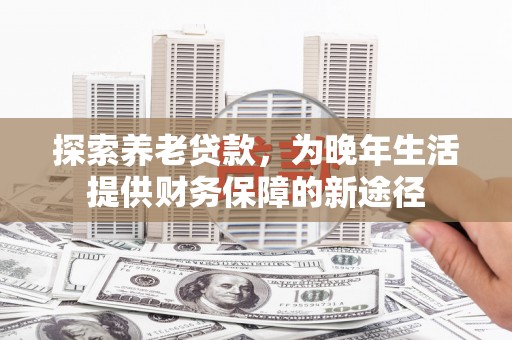 阳春探索养老贷款，为晚年生活提供财务保障的新途径