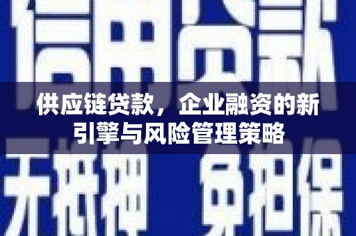 阳春供应链贷款，企业融资的新引擎与风险管理策略