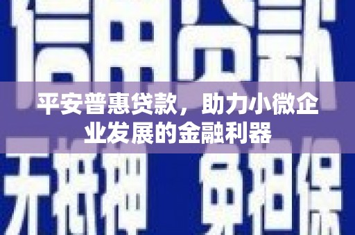 阳春平安普惠贷款，助力小微企业发展的金融利器